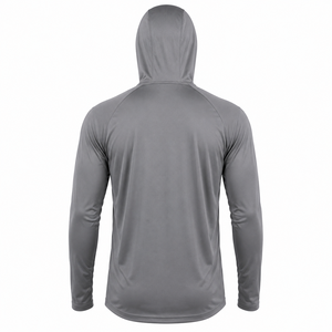 Sweat à capuche unisexe à manches longues avec protection intégrée pour le visage, anti-UV, couleur unie, vêtement de pêche performant UPF 50, pull-over haute élasticité 100% - Product Image 2
