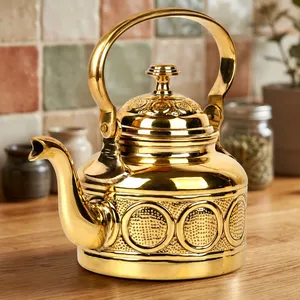 Engraved Brass Tea Kettle Artistic Stove Top <b>Teapot</b> Handcrafted Decorative Brass Water Kettle Traditional <b>Metal</b> Kitchenware - Product Image 5