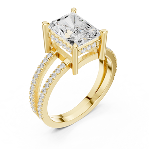 Anillo de Compromiso de Oro de 14K con Diamante Radiante de 3 Quilates Cultivado en Laboratorio, Corte Radiante, Tallo Dividido, Certificado IGI VS1 E, Ideal para Aniversario o Boda - ¡Venta Caliente! - Product Image 3