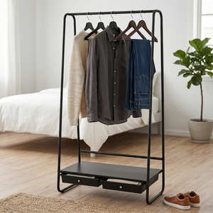 Taiwan Double Tier Cast Iron Metal Floor Type Modern Multifunction Space Saving Clothes Drying Rack for <b>Wardrobe</b> - Product Image 1
