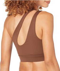 Breathable V <b>Back</b> Sports Bra With Built-In Pads Custom Logo Sleeveless Crop Top Yoga Fitness Sports Bra - Product Image 3