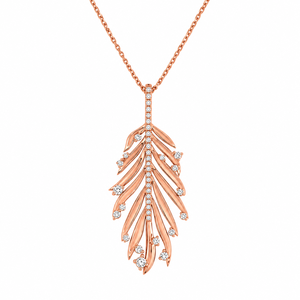 Collier en diamant de laboratoire en forme de plume, pendentif minimaliste inspiré de la nature, or 10K 14K 18K, argent 925 935, cadeau de mariage - Product Image 3