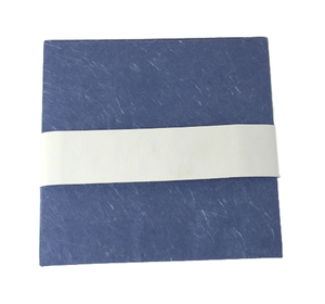 Handmade Recycled Cotton Paper Blue Square Envelope with White Belly Band 6x6 Stationery <b>Set</b> - Product Image 1