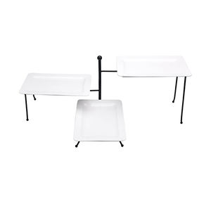 Support à gâteau galvanisé à 3 niveaux avec plateau de service noir pour les fêtes de mariage et d'anniversaire Design élégant - Product Image 4