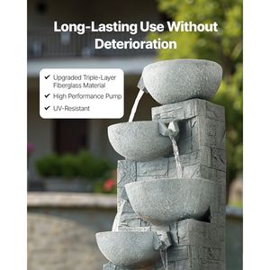 Fontana a Cascata a 5 Livelli a Forma di Ciotola con Illuminazione LED per Esterni, Altezza 31,5 Pollici, Fontane a 5 Livelli da Terra - Product Image 5