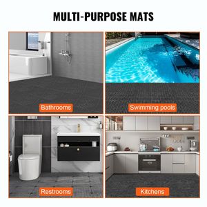50 pezzi nero 12 \ "X 12 \" incastro morbido PVC di drenaggio piastrelle per pavimenti antiscivolo fori di drenaggio per bagno bagno zone umide - Product Image 6