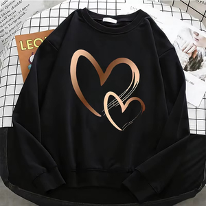 Sudadera con capucha para mujer, profesional, a la moda, con diseño de corazón, lisa, cálida, de forro polar, suave, con cuello redondo, informal - Product Image 1