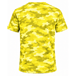 Lemon <b>Yellow</b> Camo <b>T</b> <b>Shirt</b> <b>Men</b> Short Sleeve Crew Neck Camouflage Printed Sports Training Gym Workout Performance Athletic Wear - Product Image 2
