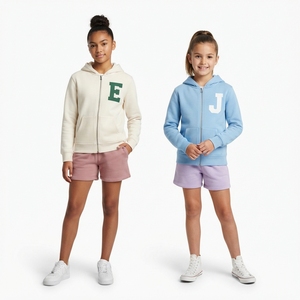 เสื้อสเวตเชิ้ตมีฮู้ดผ้าฝ้ายสำหรับเด็กหญิงและเด็กชายพร้อมพิมพ์ลายตัวอักษรชุดกางเกงขาสั้นลำลองชุดฤดูใบไม้ผลิ - Product Image 5