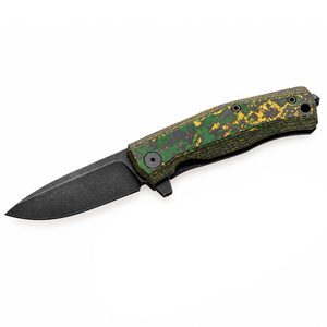 Navajas Plegables con Mango Estampado Verde, Amarillo y Negro, Hoja Oscura, Clip Metálico para Bolsillo, Agarre Texturizado y Abrazadera para Actividades al Aire Libre - Product Image 4