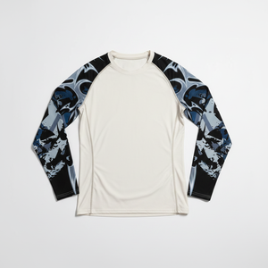 Haut de compression MMA à manches longues personnalisé avec manches imprimées par sublimation, idéal pour l'entraînement BJJ et la gym pour hommes (Rashguard) - Product Image 5