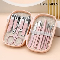 Kit de manucure et pédicure professionnel 8/14/18 pièces en acier inoxydable durable avec étui de voyage portable, cure-oreille et lime à ongles
