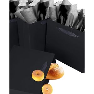 5PCS Black Medium Size Gift Bags with Ribbon Handles 9.6"x7.9"x4.3" Including 10PCS <b>Tissue</b> <b>Paper</b> Black Gift Bags Ribbon Handles - Product Image 3