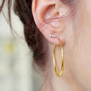 925 Sterling Silver Lab Grown Diamond 10K Gold Triple Bar Piercing Studs Earrings Graduated <b>Three</b> Stone Diamond Drop Earrings - Product Image 2