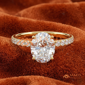 Gold Oval Cut <b>Solitaire</b> <b>Ring</b> for Women Luxury Engagement Style Sparkling Jewelry Gift Design - Product Image 1