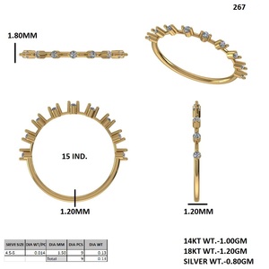 Bague sophistiquée en or avec diamant de laboratoire, design demi-éternité, pour mariage, anniversaire et usage quotidien - Product Image 4