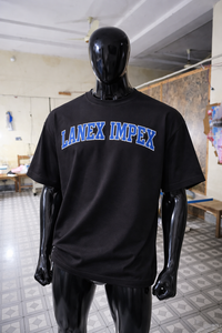 เสื้อยืดโอเวอร์ไซส์สีดำเนื้อเจอร์ซีย์คุณภาพสูง หนักแน่น 100% ผ้าฝ้าย ทรงหลวม ไหล่ตก แขนสั้น สไตล์สตรีทแวร์ กันยับ สำหรับผู้ชาย - Product Image 5