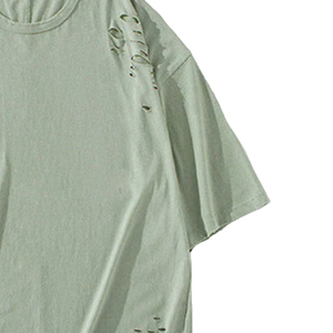 เสื้อยืดสตรีทแวร์วินเทจสำหรับผู้ชายจากผู้ผลิต ผ้าฝ้าย 100% แขนสั้นแบบดิสเทรส ทรงปกติ ปรับแต่งได้ - Product Image 4