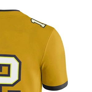 Men's <b>Gold</b> American Football Jersey Number 12 V-Neck Short Sleeve Moisture Wicking Polyester Team Apparel - Product Image 5