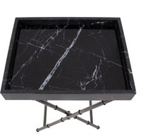 Table basse rectangulaire moderne en faux marbre noir avec structure métallique pour salon et mobilier de maison