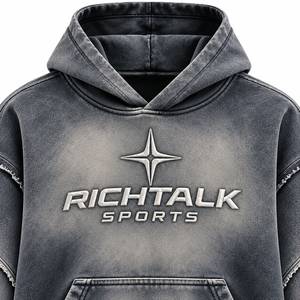 Sweat-shirt à capuche pour homme, coupe classique, en molleton 100% coton, logo brodé effet vieilli, service OEM, haute qualité - Product Image 4