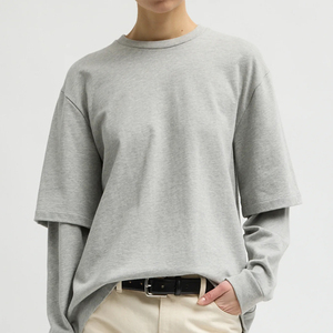 T-shirt à manches longues pour homme, 100% coton, streetwear, hip hop, haute qualité, double couche, respirant, écologique - Product Image 3
