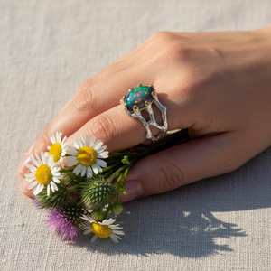 Ethiopian Fire Opal Branch Ring Crafted For Nature <b>Inspired</b> Elegance Vivid Color Fire And Timeless Handcrafted <b>Jewelry</b> Appeal - Product Image 2