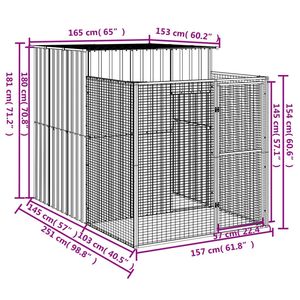 Antracita 65 "x 98,8" x 71,3 "Casa para perros de acero galvanizado con casas y muebles para mascotas - Product Image 5
