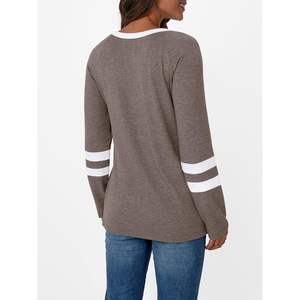 2025, camisetas de manga larga con cuello redondo para mujer, trajes casuales elegantes y elegantes en otoño, Camisetas Básicas de bloque de Color de talla XL a la moda - Product Image 5