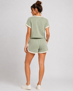 Women Summer <b>Sets</b> Breathable Matching Outfit Soft Fabric <b>Short</b> Sleeve <b>Top</b> <b>and</b> Comfortable <b>Shorts</b> for Summer Casual Daily Style - Product Image 4