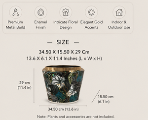Floral Enamel Planter Metal Tabletop Vase Modern Design Handmade <b>Flower</b> Pot for Home Interior Christmas - Product Image 5