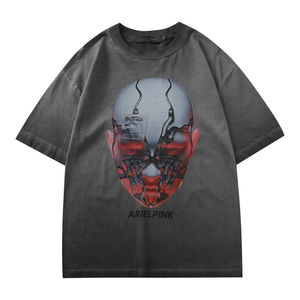 T-shirts Homme Oversize à Manches Courtes OEM 2026 Vintage 320gsm Teinture par Immersion Effet Délavé Impression Numérique Vente en Gros - Product Image 1