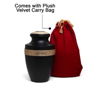 Urnes funéraires noires de haute qualité avec gravure dorée pour cendres humaines et animales, taille adulte, biodégradables, écologiques, 200 pouces cubes - Product Image 5