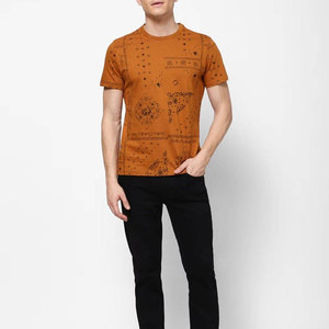 เสื้อยืดคอกลมแขนสั้นสีส้มสำหรับผู้ชายลายการ์ตูนทรงปกติสไตล์ลำลองผ้าเจอร์ซีย์ผ้าฝ้ายระบายอากาศได้ดี - Product Image 2
