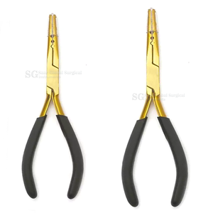 Pinzas Profesionales Multifuncionales para Extensiones de Cabello SAAR GLOBAL SURGICAL, Recubrimiento Dorado, Mango Negro, Acero Inoxidable - Product Image 5