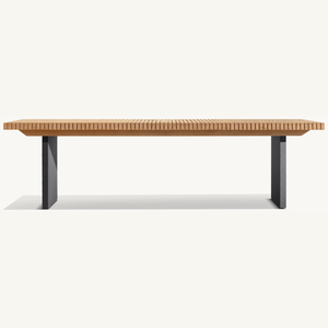 Table rectangulaire en teck massif, idéale pour l'extérieur, durable et au design moderne, en promotion. - Product Image 2