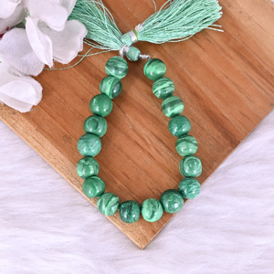 Perles de malachite naturelle, pierres précieuses brutes, 24,7 grammes, 10x10 mm, rondes, facettées, en forme de briolette, pour la création de bijoux |   Fil de fer à une brin - Product Image 5