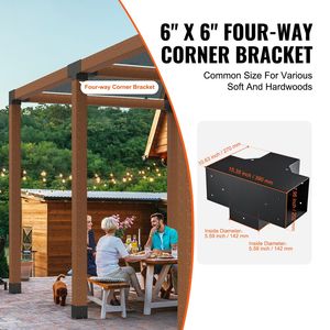 Kit Staffa Angolare a 4 Vie Rinforzata 6FT X 6FT per Lavori in Legno Fai-da-te, Base per Palo, Facile Installazione per Pergola, Gazebo, Padiglione (Misura Interna) - Product Image 3