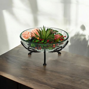 Bol en verre moderne avec support en métal, centre de table décoratif pour la décoration de fêtes à domicile, décoration artisanale pour la maison - Product Image 5