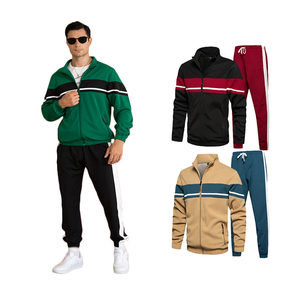 Conjunto Deportivo para Hombre, Chaqueta con Cierre Completo, Cordón Ajustable, Bolsillos Laterales, Transpirable, Ligero, Poliéster y Algodón, Estilo Casual - Product Image 1