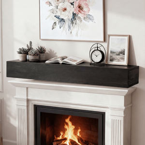 48\" <b>Rustic</b> Wood Fireplace Mantel with Floating <b>Shelf</b> Wall Mounted Home Decor Display <b>Shelf</b> - Product Image 1