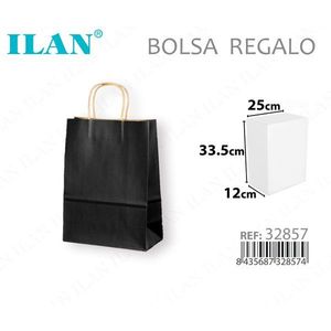 Borsa regalo ILAN 33,5x25x12 cm con manico in carta nera per regali - Product Image 3