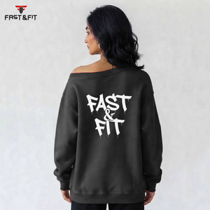 Custom Logo Women Super Soft Polyester Cotton Fabric <b>Sweatshirt</b> anti-wrinkle breathable Solid Color <b>Off</b> <b>Shoulder</b> - Product Image 5
