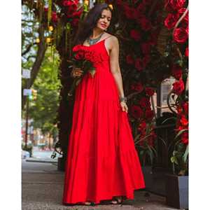 Vestido de Algodón Elio XS, Transpirable, Estilo Simple, Color Rojo, Cintura Natural, Silueta en A, Tirantes Finos, para Fiesta - Product Image 5