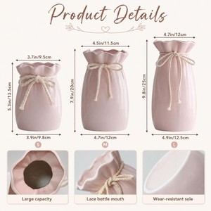 Wholesale Customizable Traditional Porcelain <b>Vase</b> Set With <b>Red</b> Floral Pattern 8-16 Inches Tabletop Decor For Valentine'S Day - Product Image 2