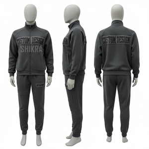 Shikra Custom Design Tracksuit Full Zipper Stand Collar Black Polyester Unisex Adult Casual Autumn Wear Heat <b>Transfer</b> Printing - Product Image 6