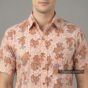 Chemise décontractée à manches courtes pour homme, 100 % coton respirant, imprimée à la main, motif floral, boutonnée, idéale pour l'été – Vente en gros - Product Image 5