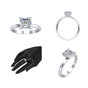 เครื่องประดับ Divya Creations แหวนหมั้นผู้หญิง ประดับเพชรทรงปรินเซส 0.65 กะรัต ได้รับการรับรองจาก IGI เพชรเพาะเลี้ยง ตัวเรือนเงินแท้ 925 ชุบโรเดียม คุณภาพสูง หรูหรา - Product Image 2