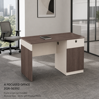 Bureau compact de 1200 mm avec tiroir et armoire de rangement, finition grain de bois marron, table d'ordinateur pour personnel, mobilier de bureau