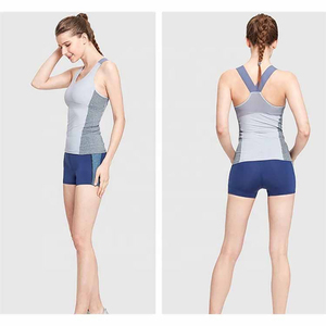 Camiseta sin mangas con bloques de color para mujer, cuello redondo, tejida, deportiva, transpirable, para hacer ejercicio - Product Image 1